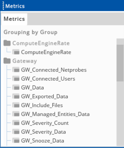 View selector in the Metrics dataview