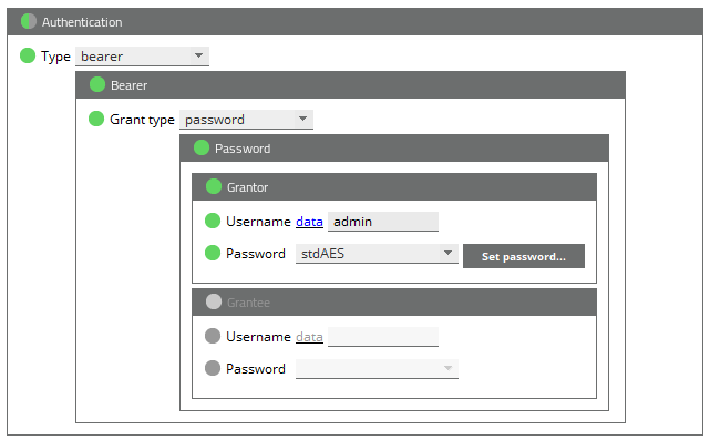 Publisher plug-in bearer authentication password grant type