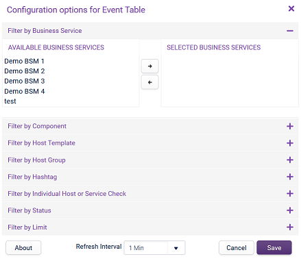 Configure Event Table