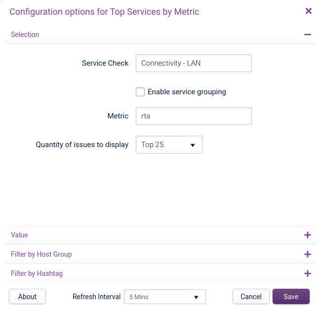 Configure Top Services by Metric