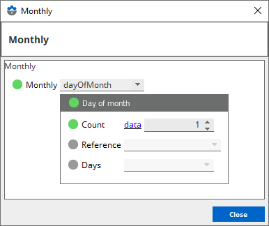 Day of month option on the Gateway Setup Editor