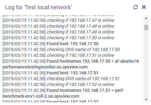 Log for test local network