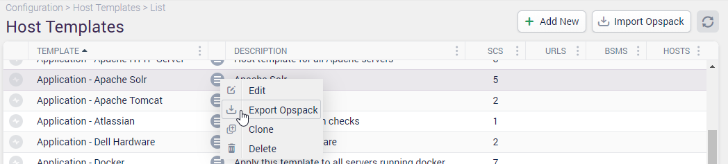 Export Opspack option