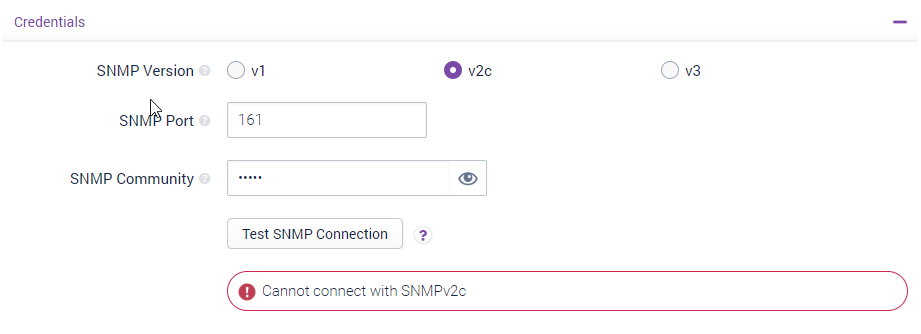 SNMP Credentials error