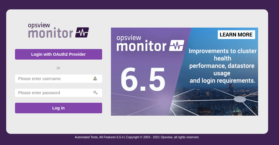 Opsview Monitor Login page