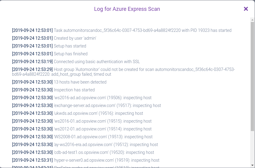 Log for Azure Express Scan