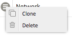 Clone and Delete options
