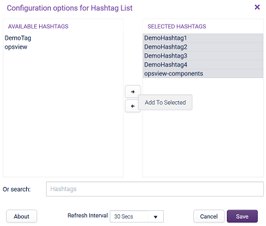 Configure Hashtag List