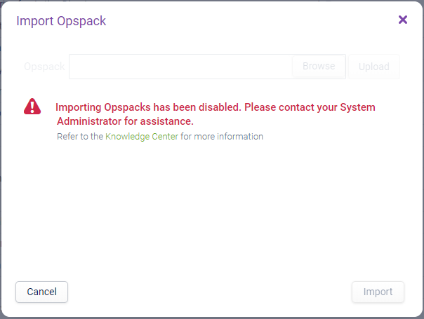 Import Opspack error
