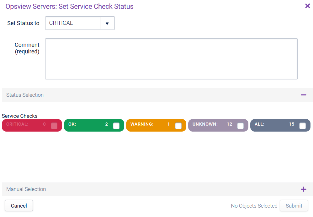 Set Service Status option