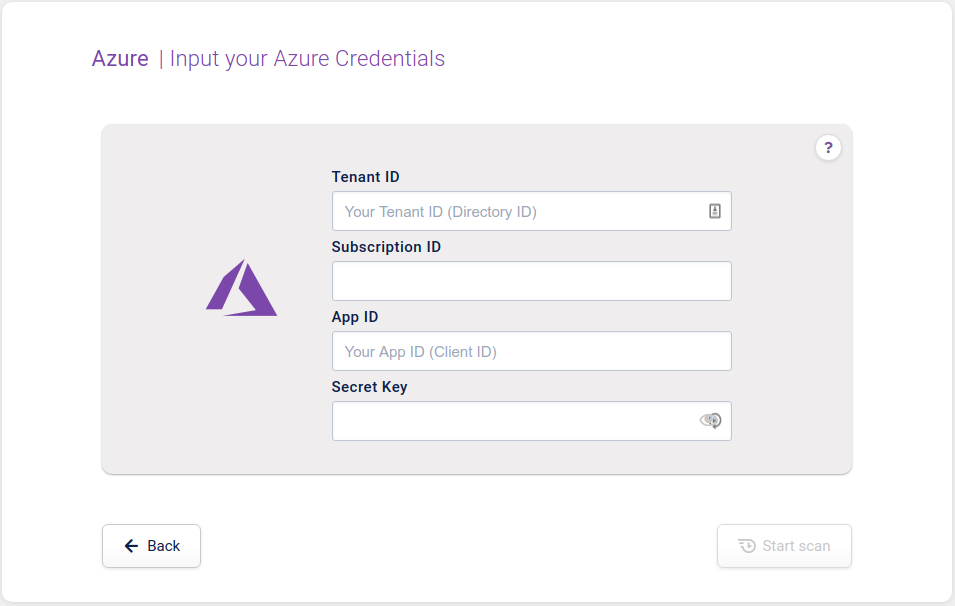 Azure input your credentials